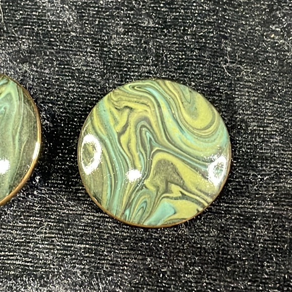 Vintage round porcelain earrings - Picture 3 of 3